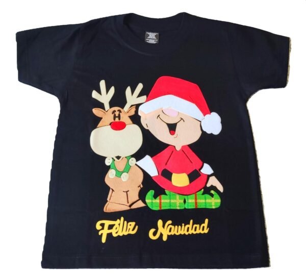 Polera navideña niño en color negro