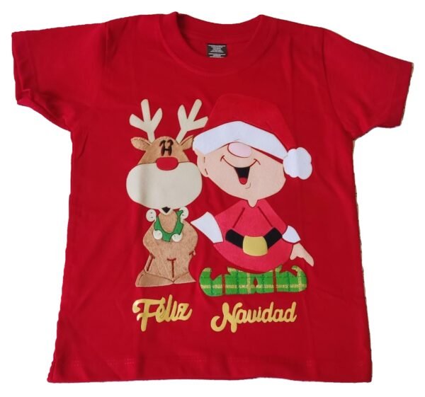 Polera navideña niño en color rojo